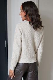 Threadbare Natural Bow Detail Cable Knit Cardigan - Image 4 of 4