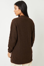 Threadbare Tan Brown Ladies Rozanna Cable Detail Cardigan - Image 3 of 4