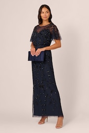 Adrianna Papell Blue Bead Blouson Long Dress - Image 3 of 7