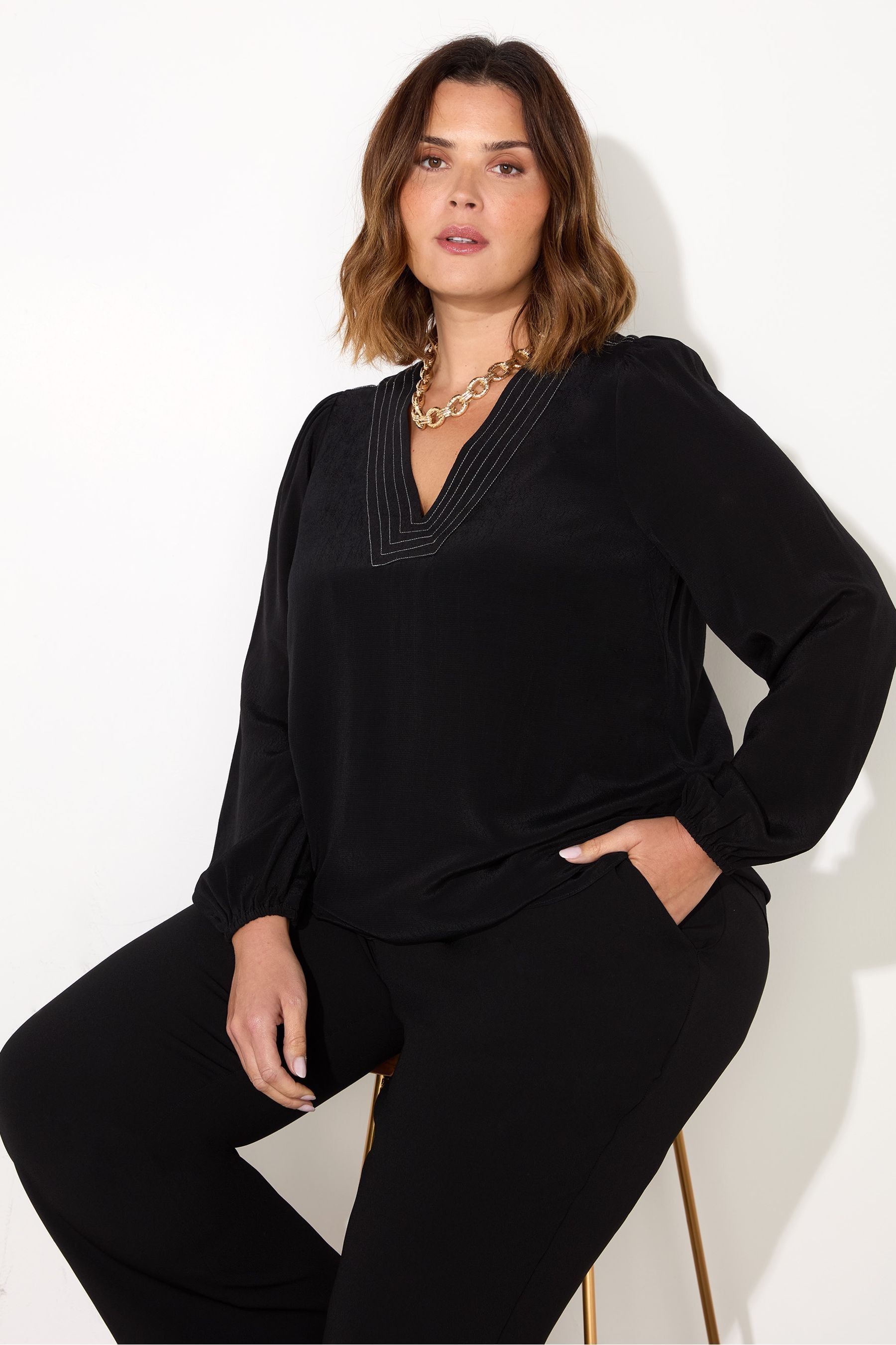Plus size v neck blouse top