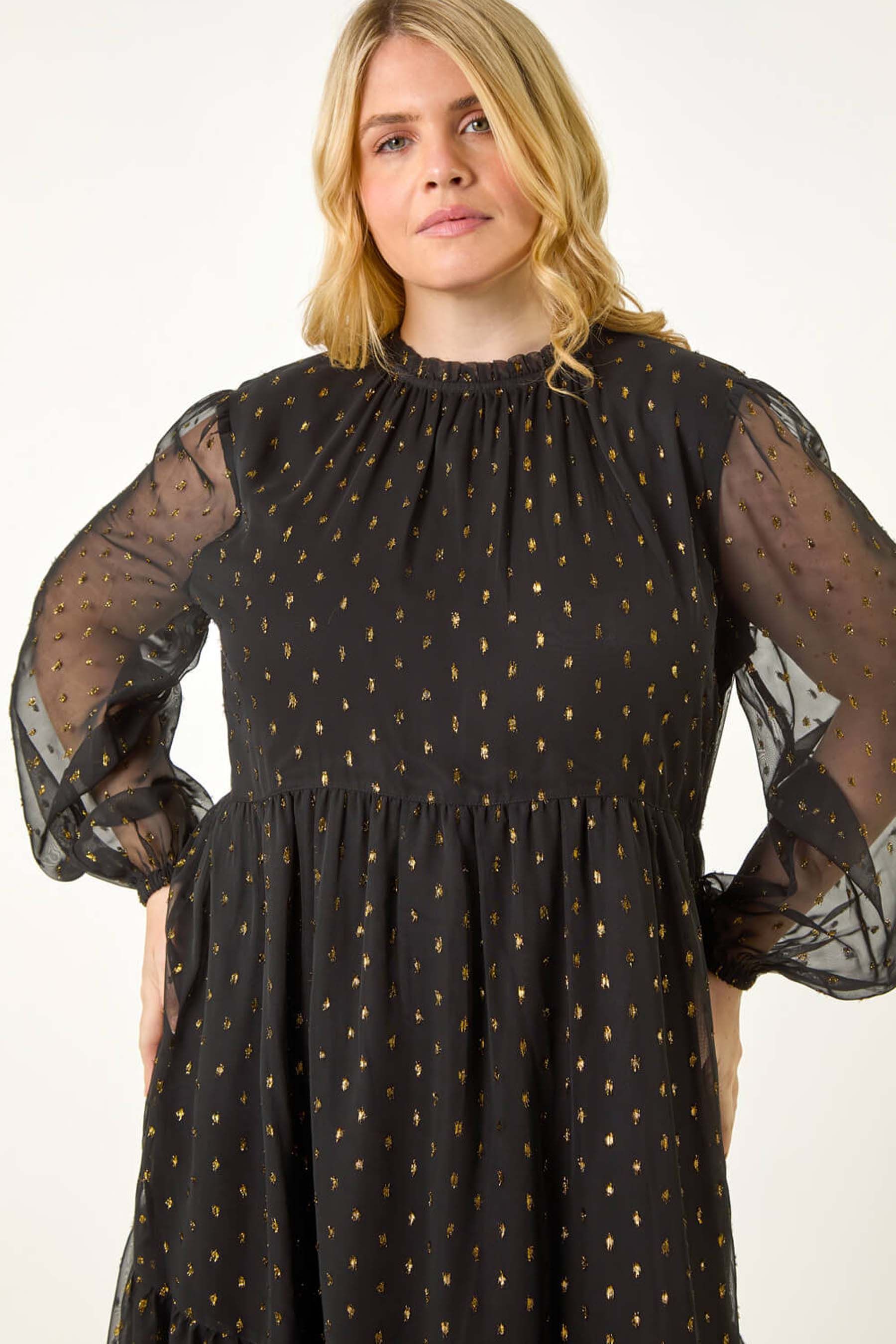 Max studio metallic mesh swing dress top