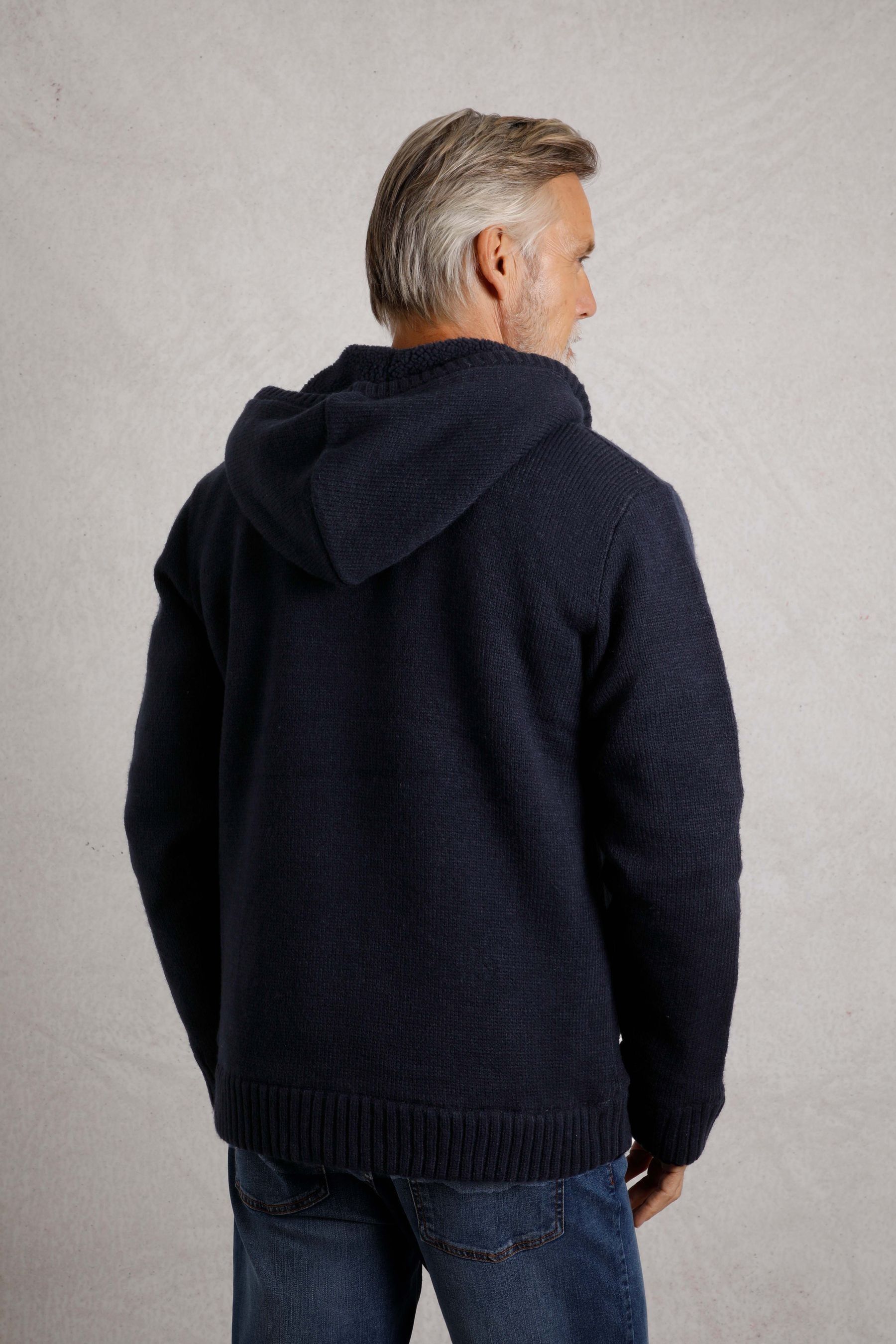 Buy Weird Fish Blue Brodhi Borg Lined Cable Full Zip Knit Hoodie from the Next UK online shop