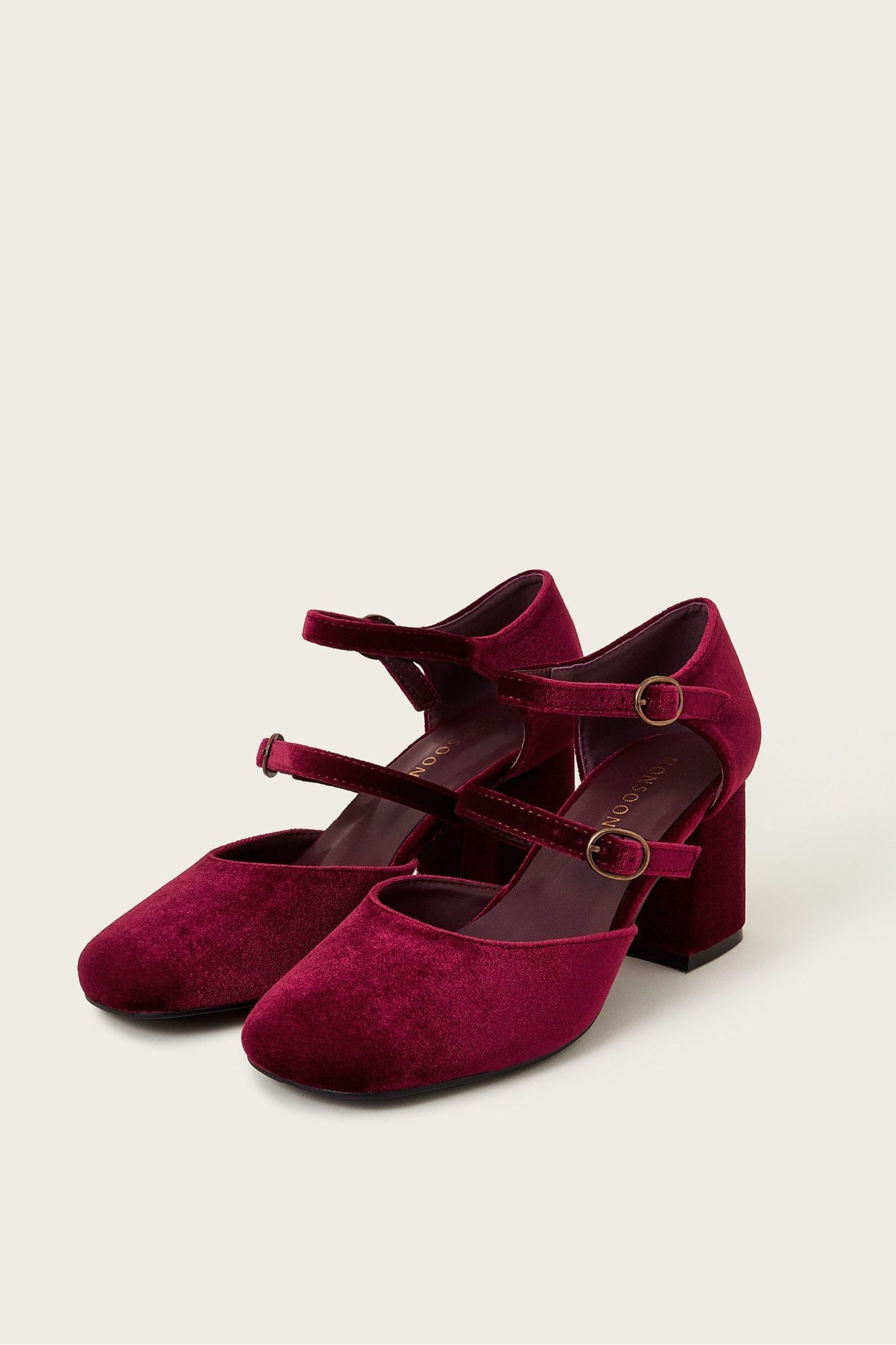 Buy Monsoon Red Ruth Velvet Mary Jane Heels from the Next UK online shop