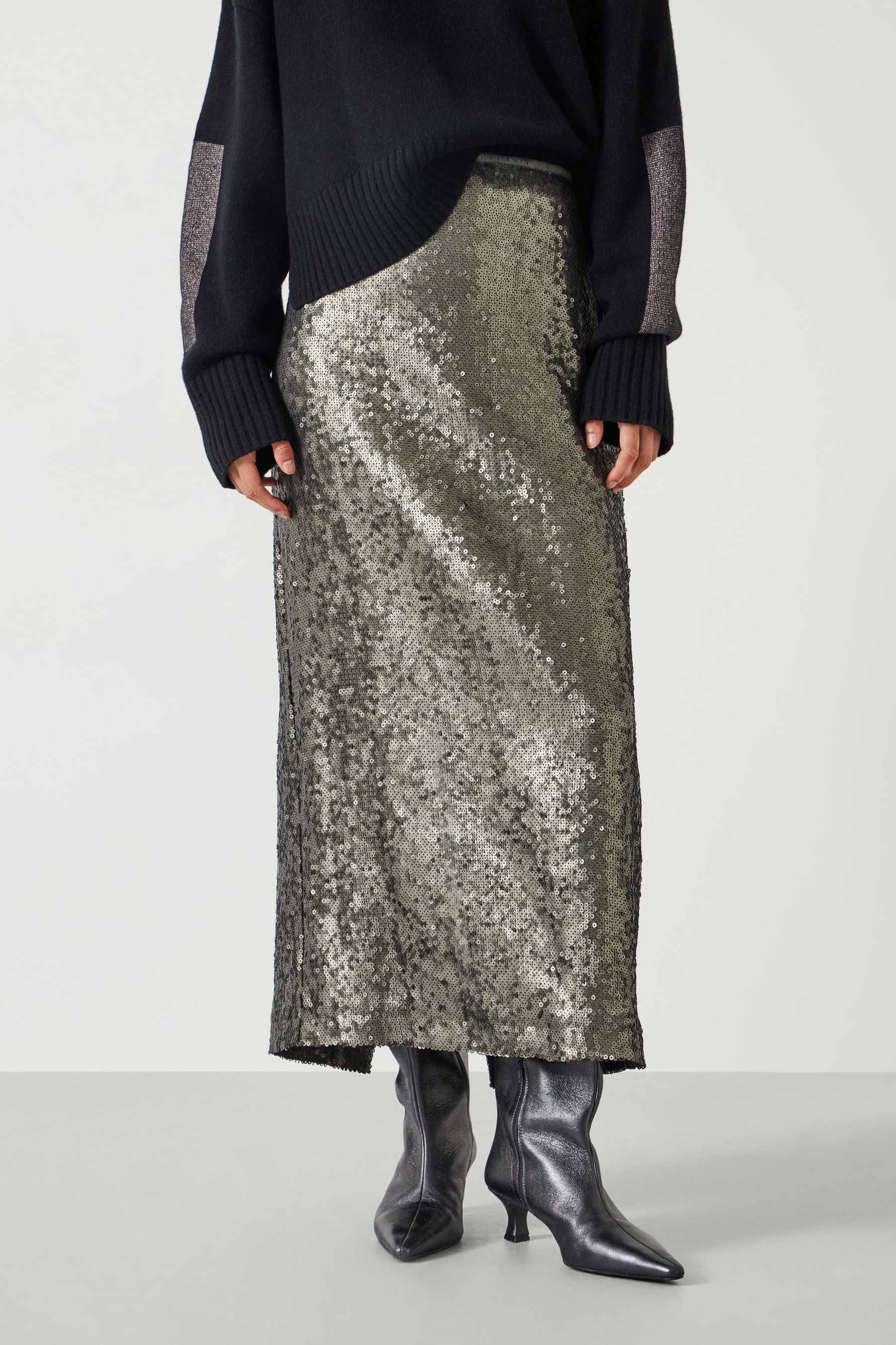 Buy Hush Green Anais Sheer Sequin Midi Skirt from the Next UK online shop