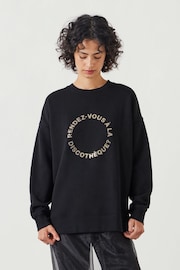 Hush Black Oversized Discotheque Graphic 100% Cotton Sweatshirt - Image 1 of 5