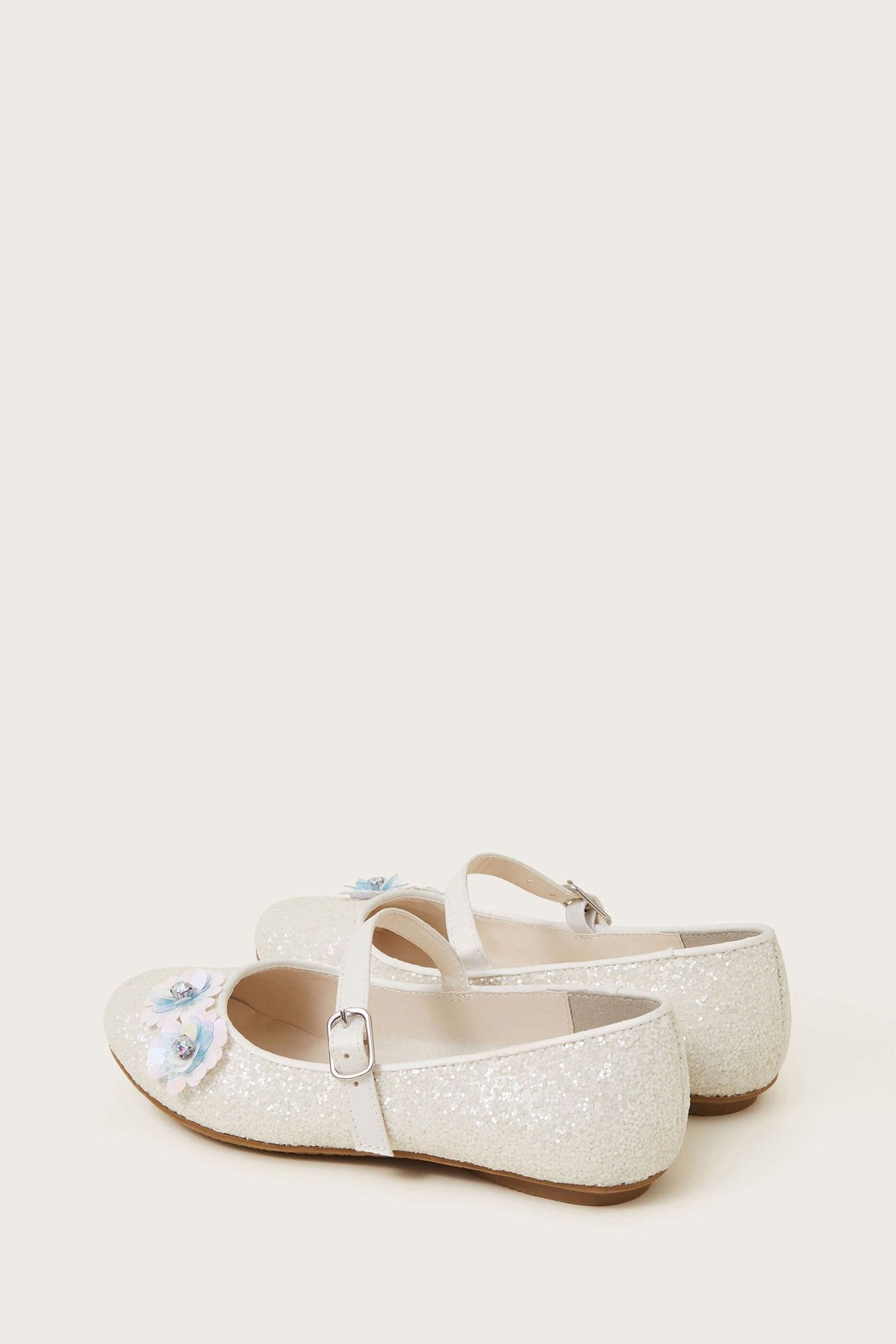 Buy Monsoon Natural Glitter Sequin Flower Ballet Flats from Next Luxembourg
