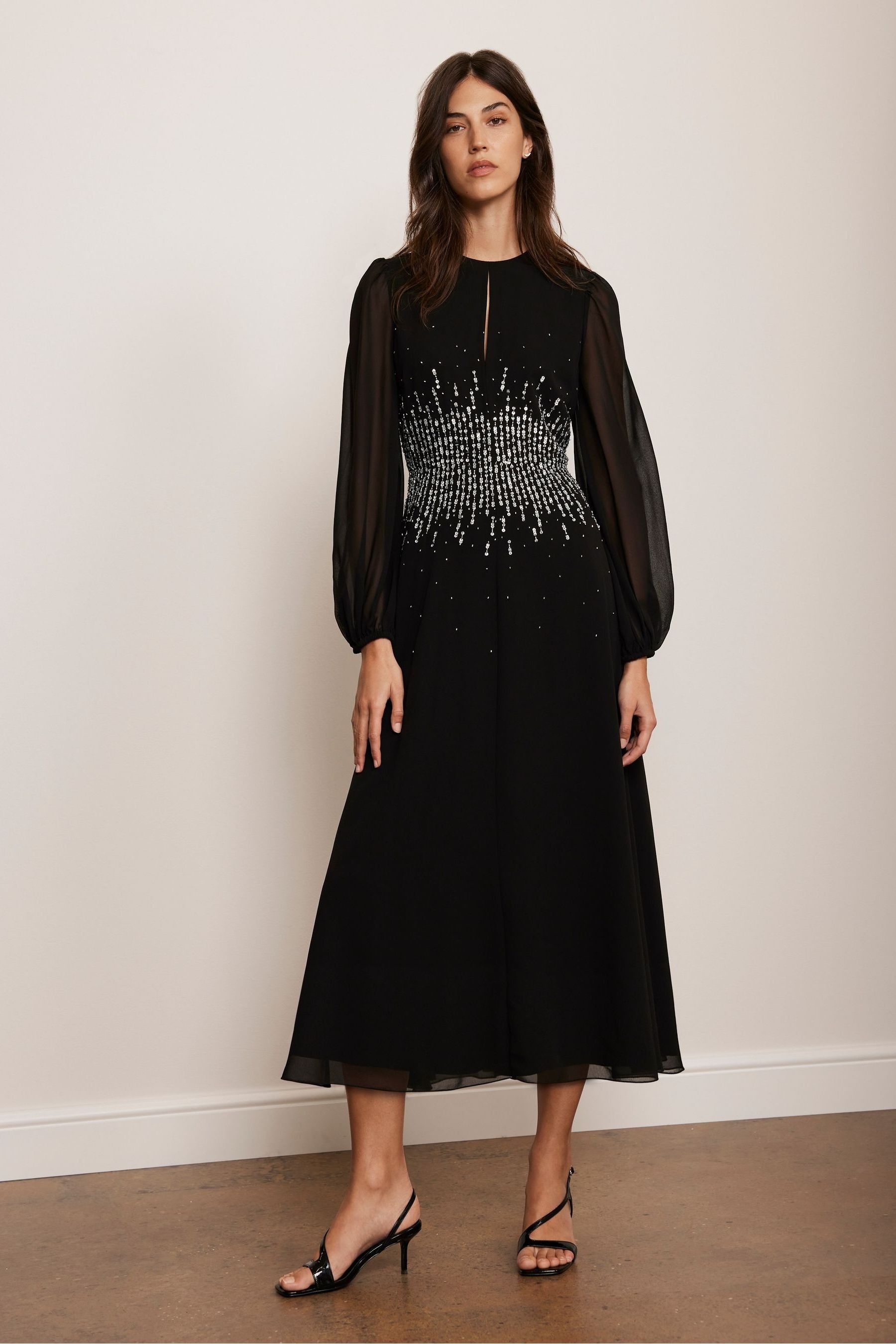 Embellished midi dress uk hot sale