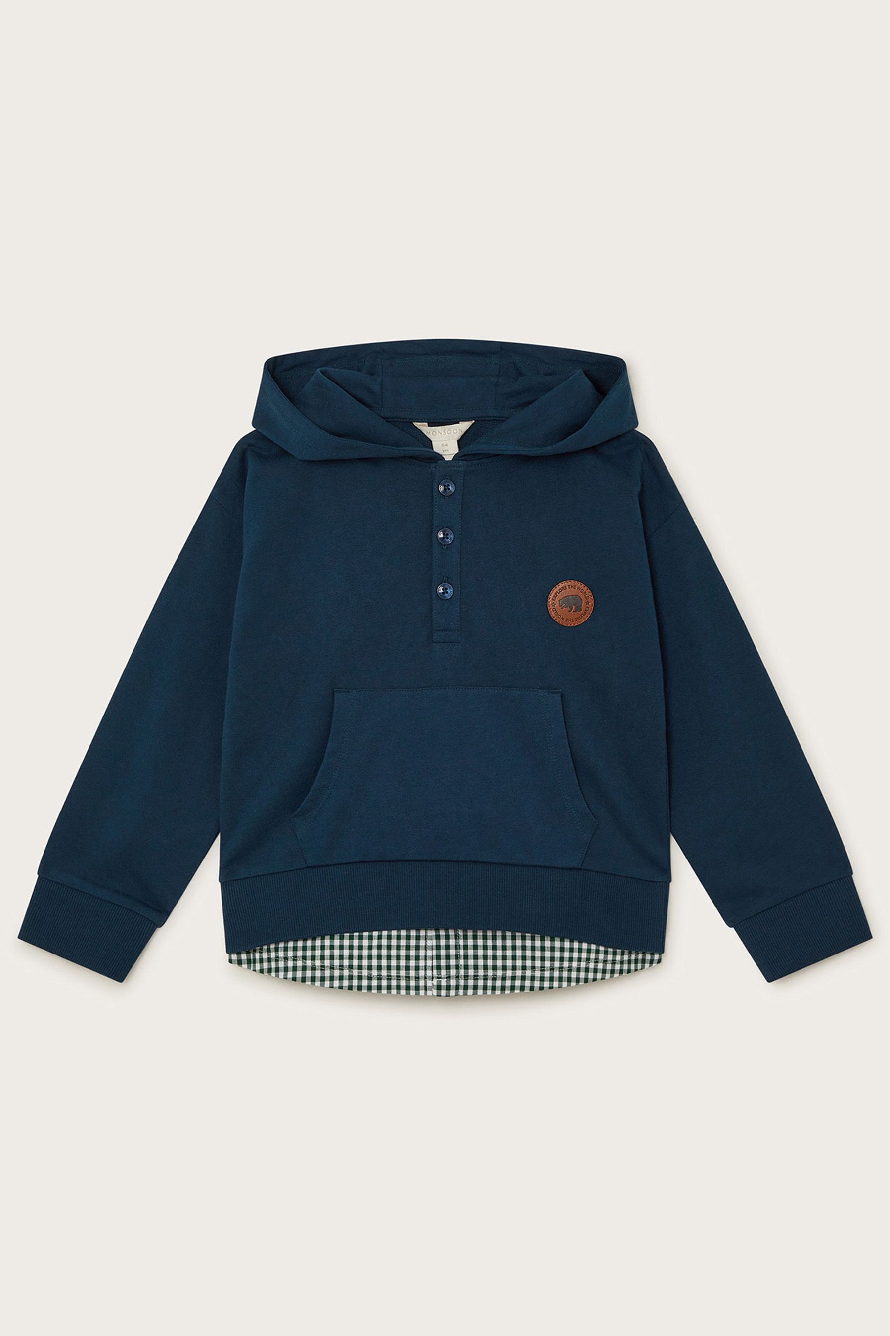 Monsoon Blue Hooded Shirt 100 Cotton Jumper
