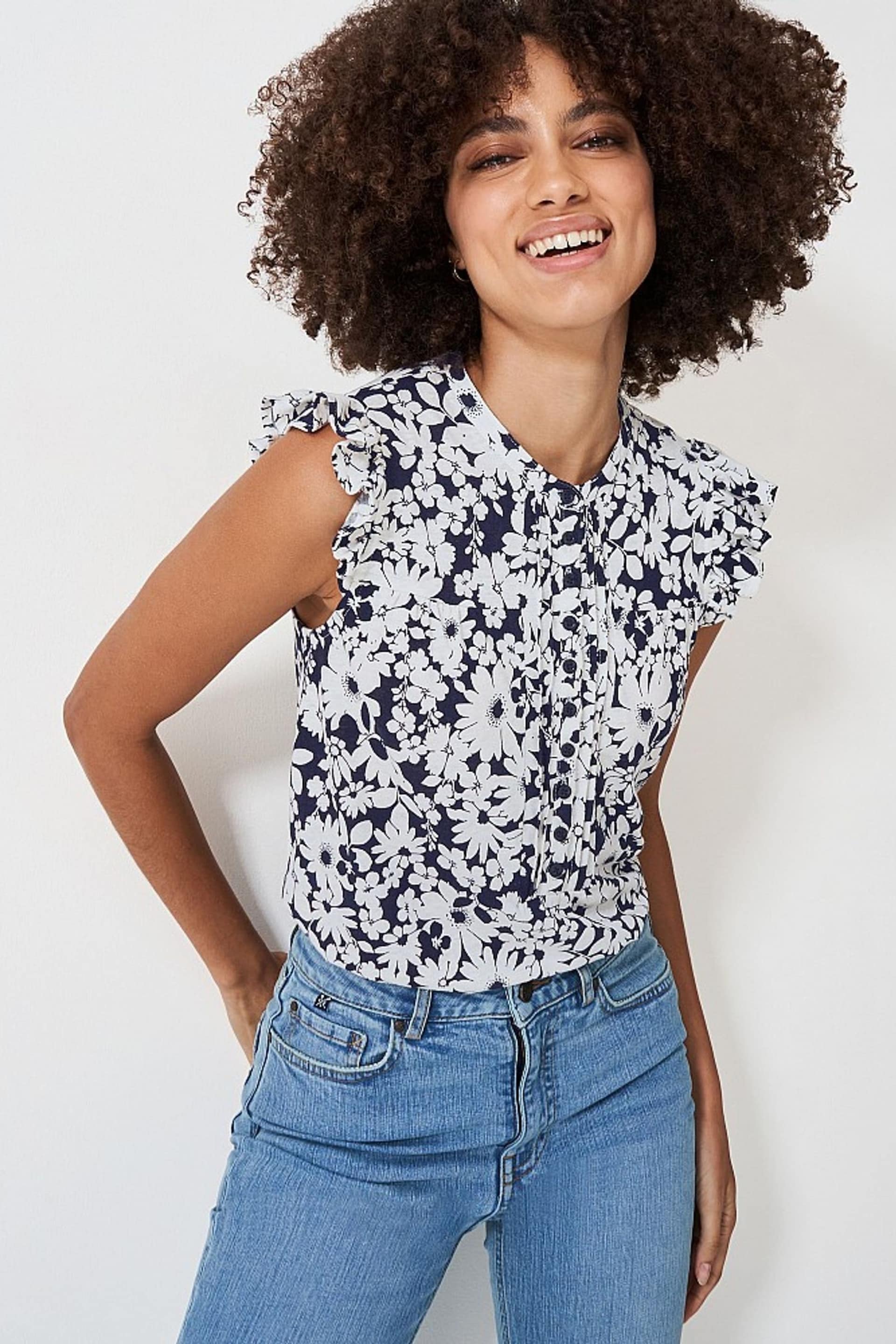Crew Clothing Floral Print Ruffle Sleeve Blouse - Image 1 of 4