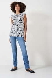 Crew Clothing Floral Print Ruffle Sleeve Blouse - Image 2 of 4