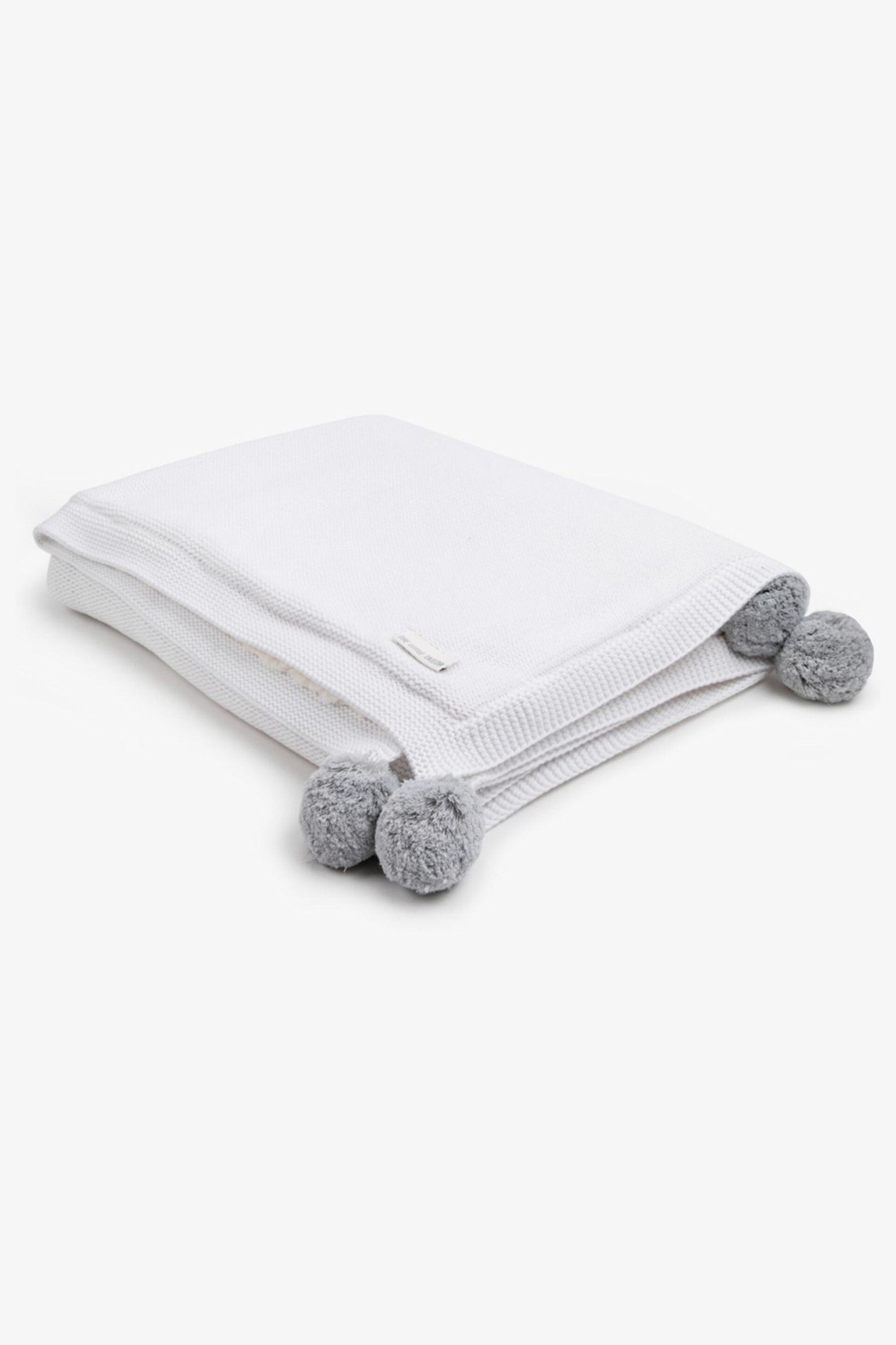 The Little Tailor Pink Pom Pom Plush Lined Baby Blanket - Image 5 of 6