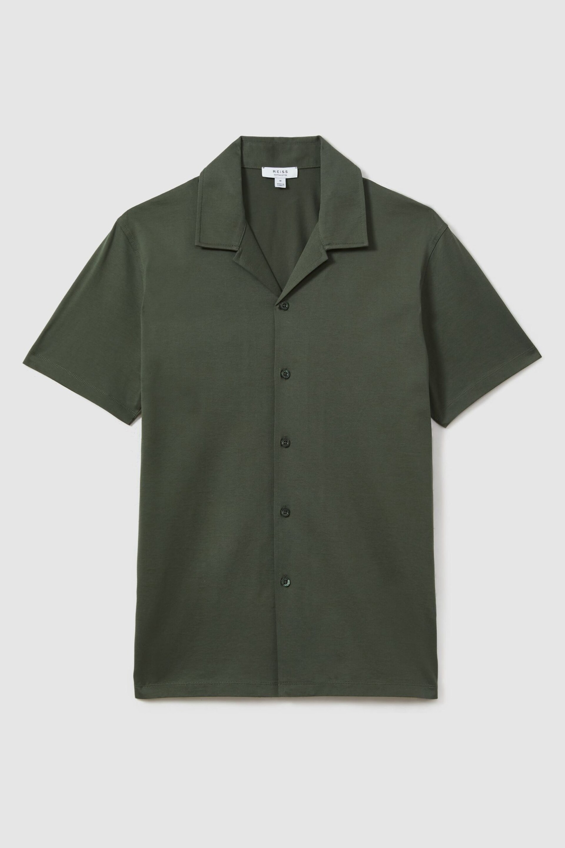 Reiss Hunting Green Caspa Mercerised Jersey Cuban Collar Shirt - Image 2 of 5