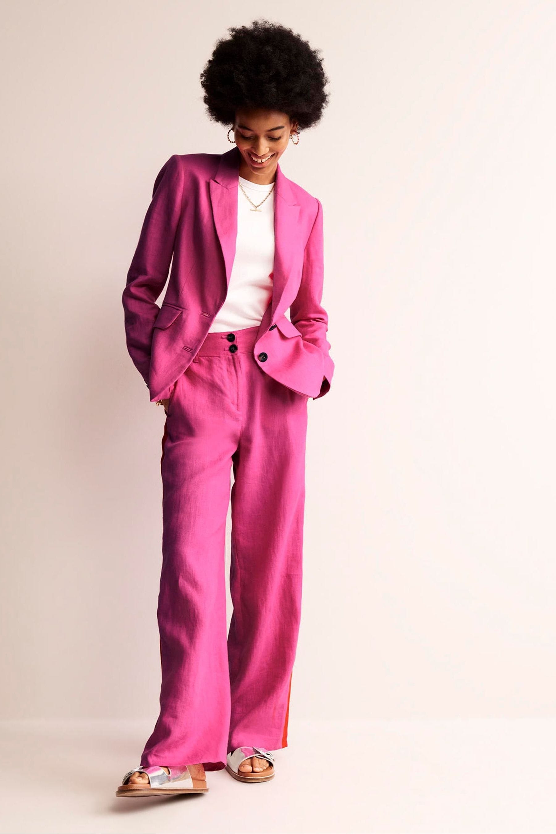 Buy Boden Pink Petite Marylebone 100 Linen Blazer from Next Luxembourg