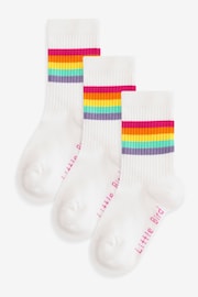 Little Bird by Jools Oliver White Pastel Rainbow Stripe Tube Socks 3 Pack - Image 1 of 6
