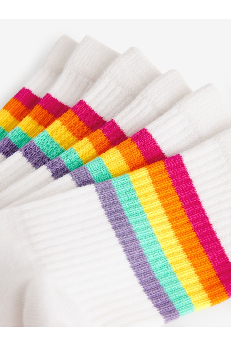 Little Bird by Jools Oliver White Pastel Rainbow Stripe Tube Socks 3 Pack - Image 6 of 6