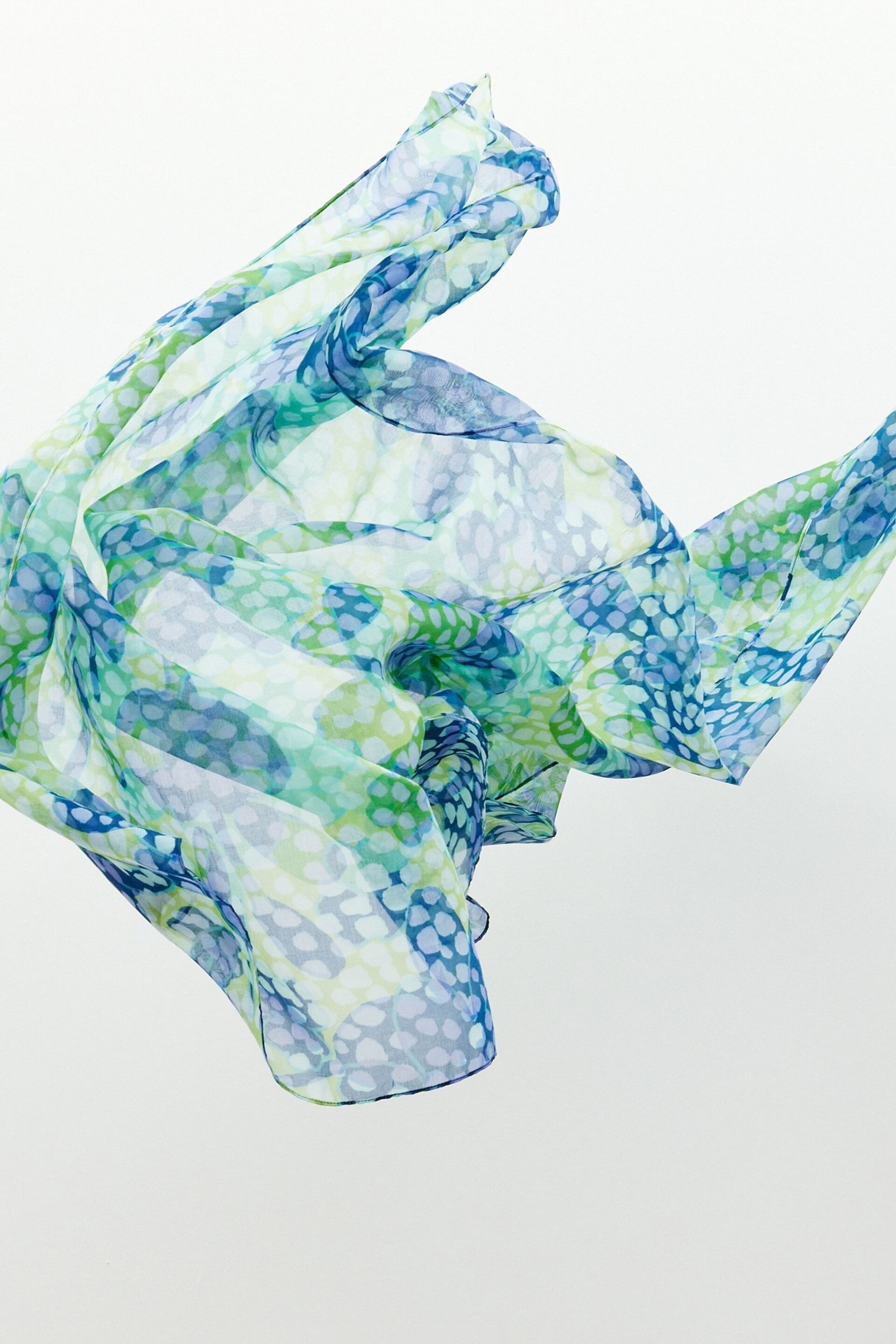 Oliver Bonas Green Floral Spot Lightweight Scarf - Image 5 of 6