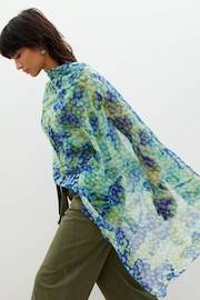 Oliver Bonas Green Floral Spot Lightweight Scarf - Image 6 of 6