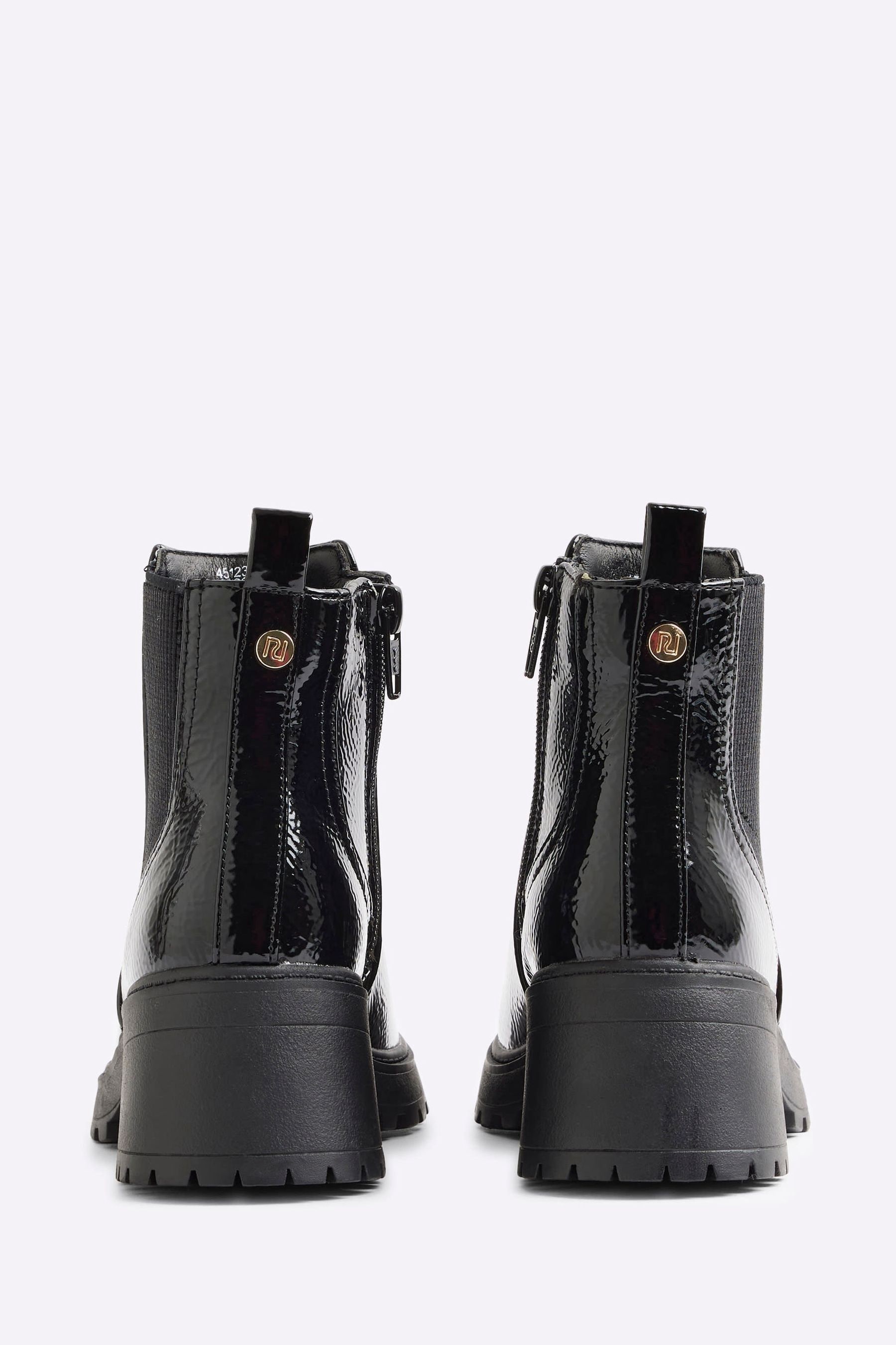 River Island Black Girls Patent Heeled Chelsea Boots