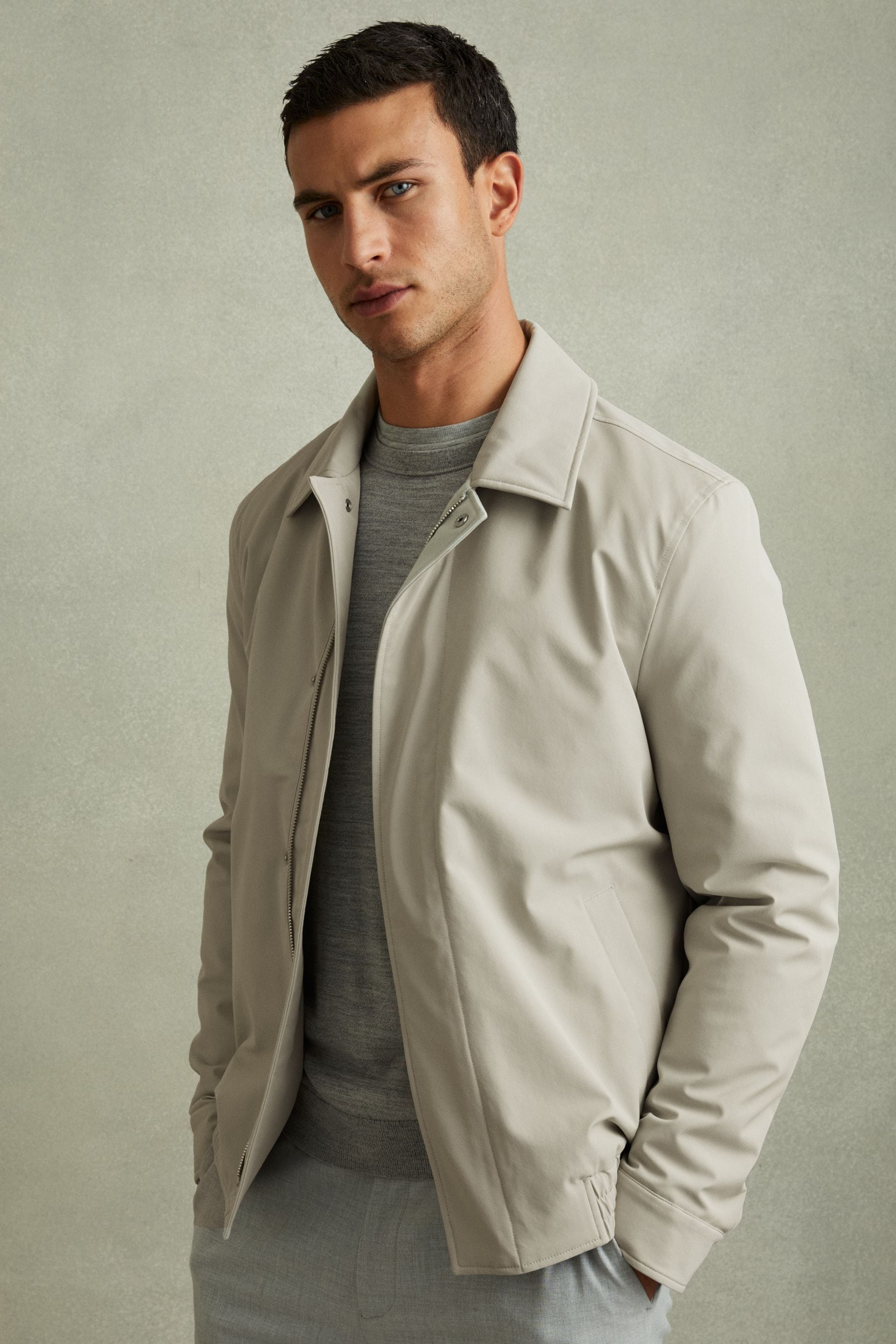 Buy Reiss Stone Cologne Elasticated Hem Harrington Jacket from the Next UK online shop