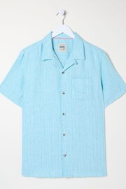 FatFace Blue Short Sleeve Stripe Linen Shirt - Image 4 of 4