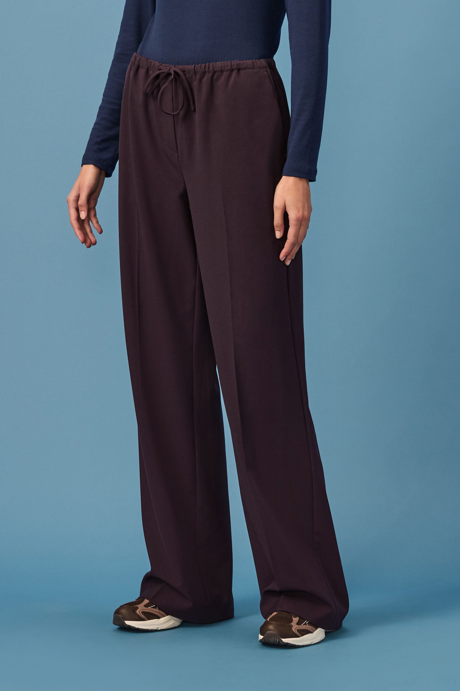 Buy Burgundy Drawstring Waist Tie Front Wide Leg Trousers from the Next UK online shop