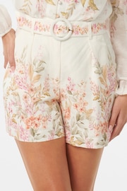 Forever New Cream Kiara Belted Shorts With A Touch Of Linen - Image 1 of 5