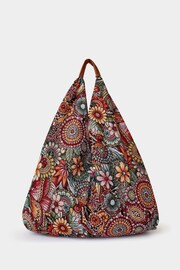 Joe Browns Grey Tapestry Carpet Bag with Leather Handles - Image 1 of 3