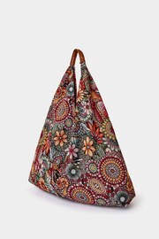 Joe Browns Grey Tapestry Carpet Bag with Leather Handles - Image 2 of 3