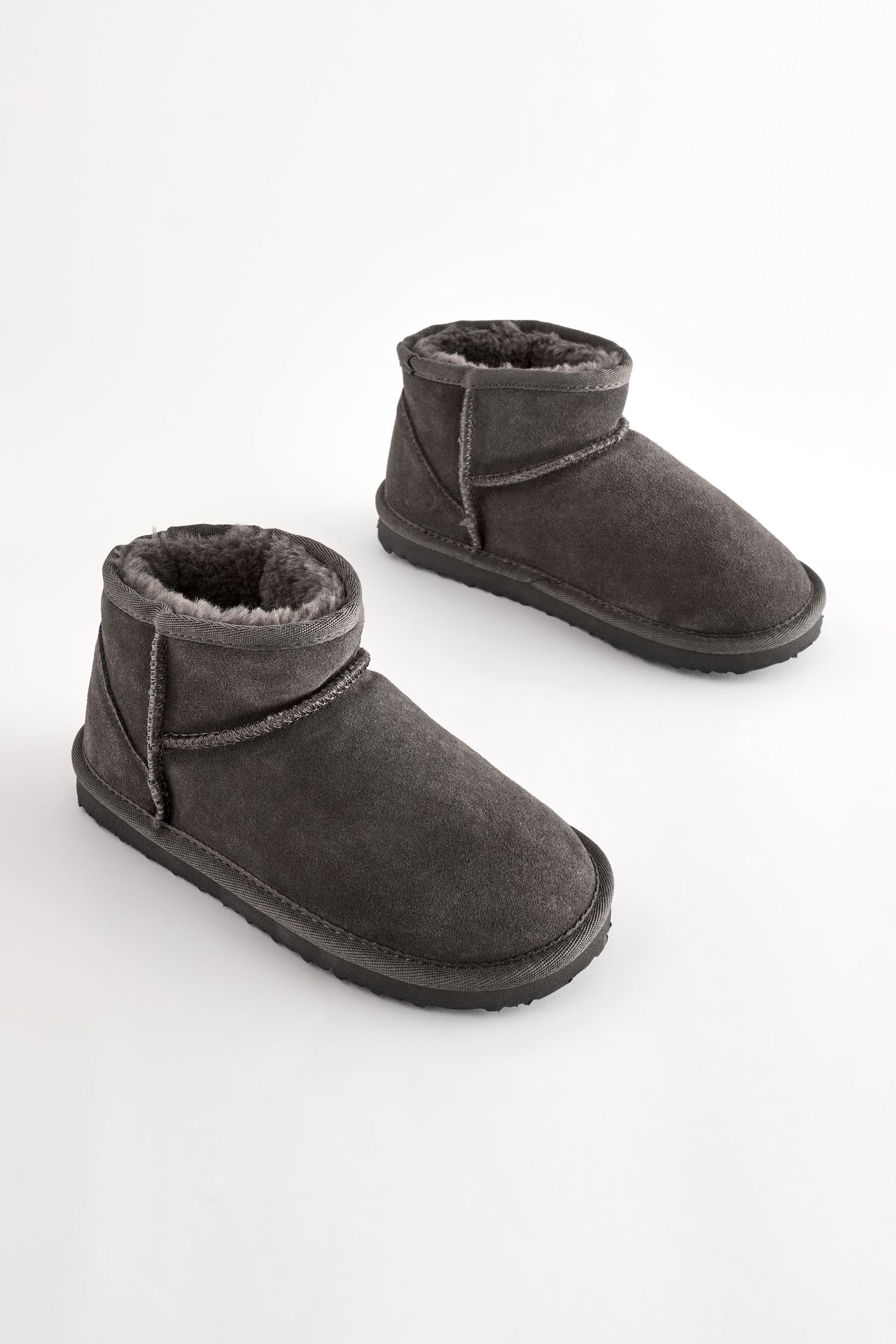 Buy Grey Suede Warm Lined Ankle Slipper Boots from Next Luxembourg
