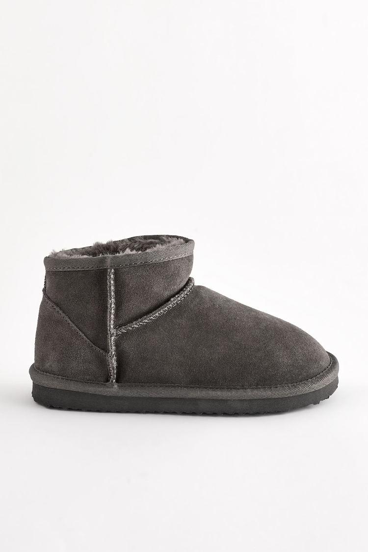 Grey Suede Warm Lined Ankle Slipper Boots - Image 2 of 7