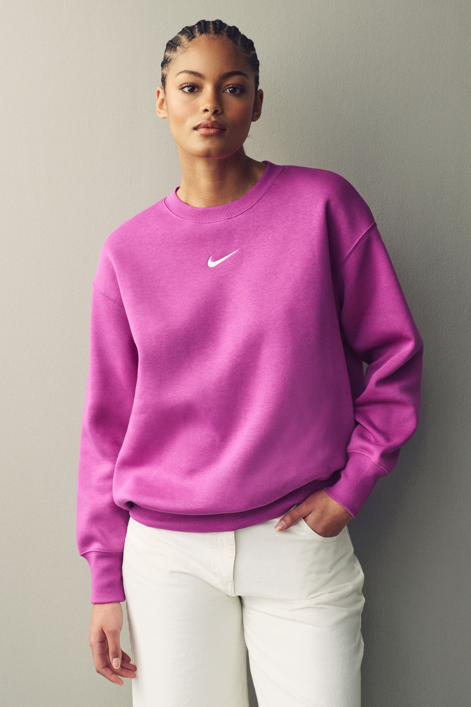 Buy Nike Purple Phoenix Fleece Oversized Mini Swoosh Crew Neck Sweatshirt from the Next UK online shop