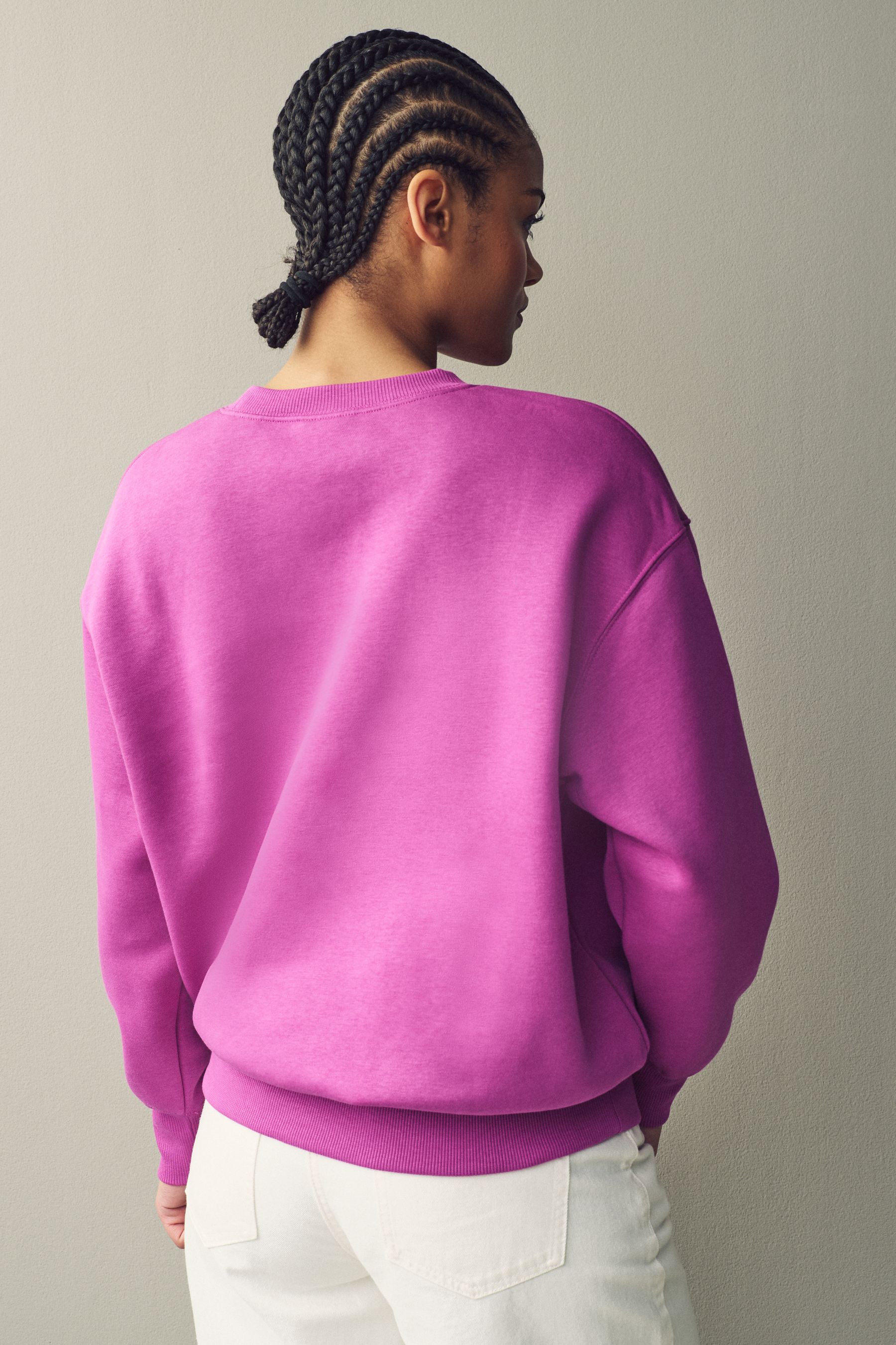 Buy Nike Purple Phoenix Fleece Oversized Mini Swoosh Crew Neck Sweatshirt from Next Luxembourg