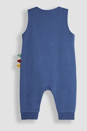 JoJo Maman Bébé Denim Blue TRex Appliqué Pocket Dungarees and Top Set - Image 3 of 6