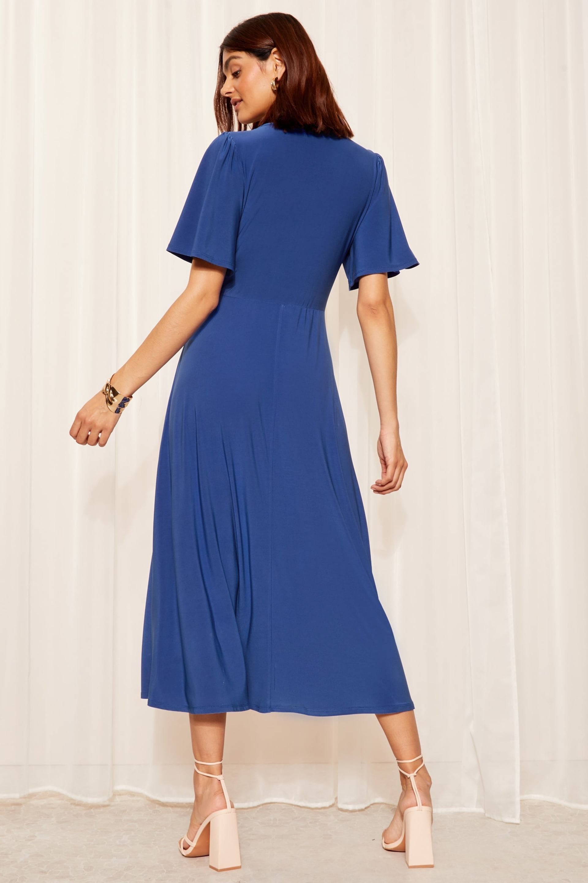 Friends Like These Colbalt Blue ITY Angel Shorts Sleeve Midi Dress - Image 4 of 7