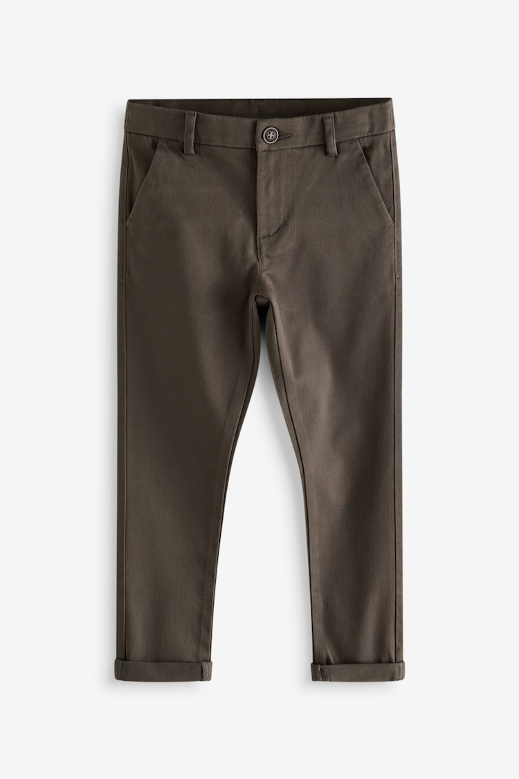 Chocolate Brown Skinny Fit Stretch Chino Trousers (3-17yrs) - Image 1 of 4