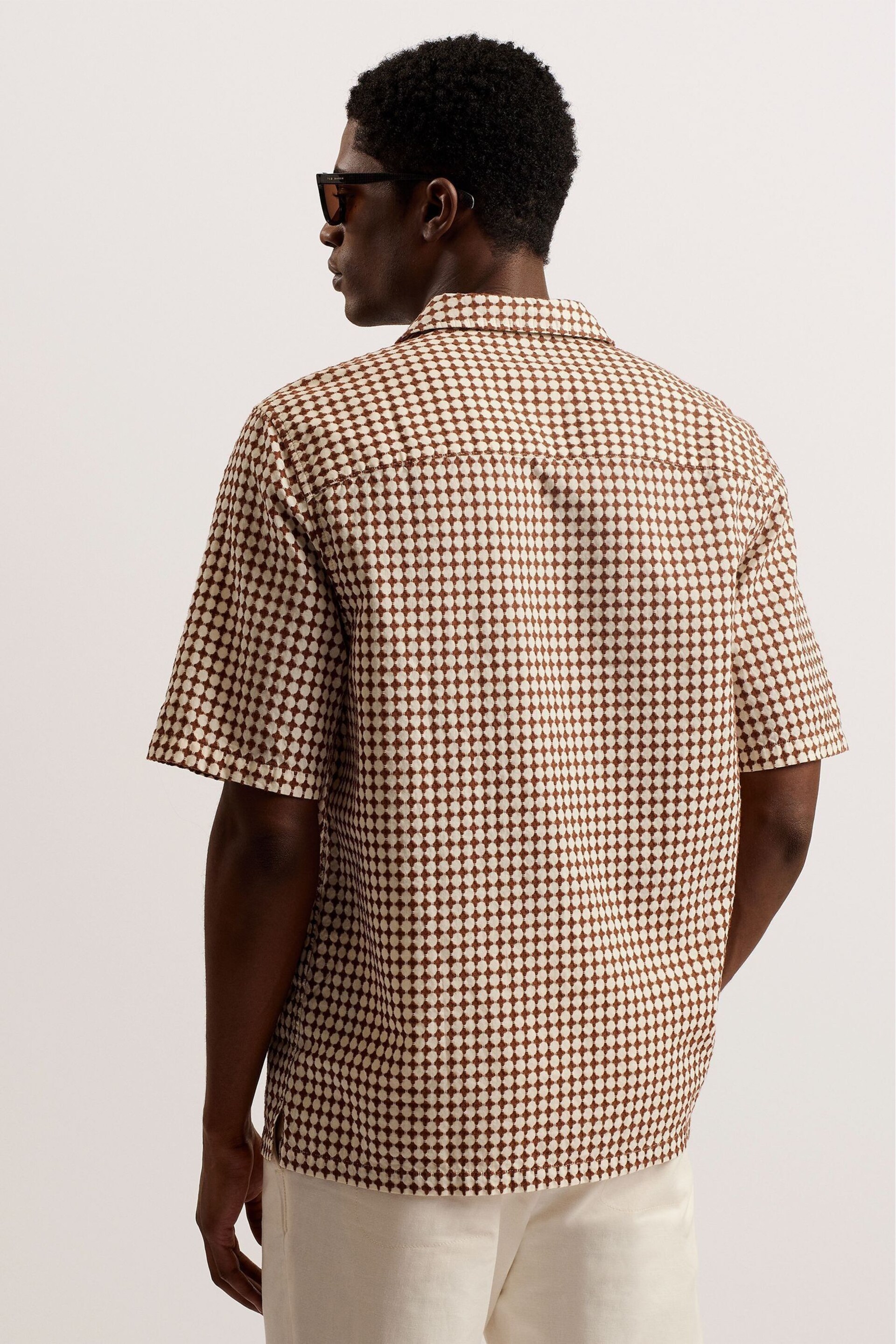 Ted Baker Brown Textured Geo Oise Shirt - Image 5 of 6