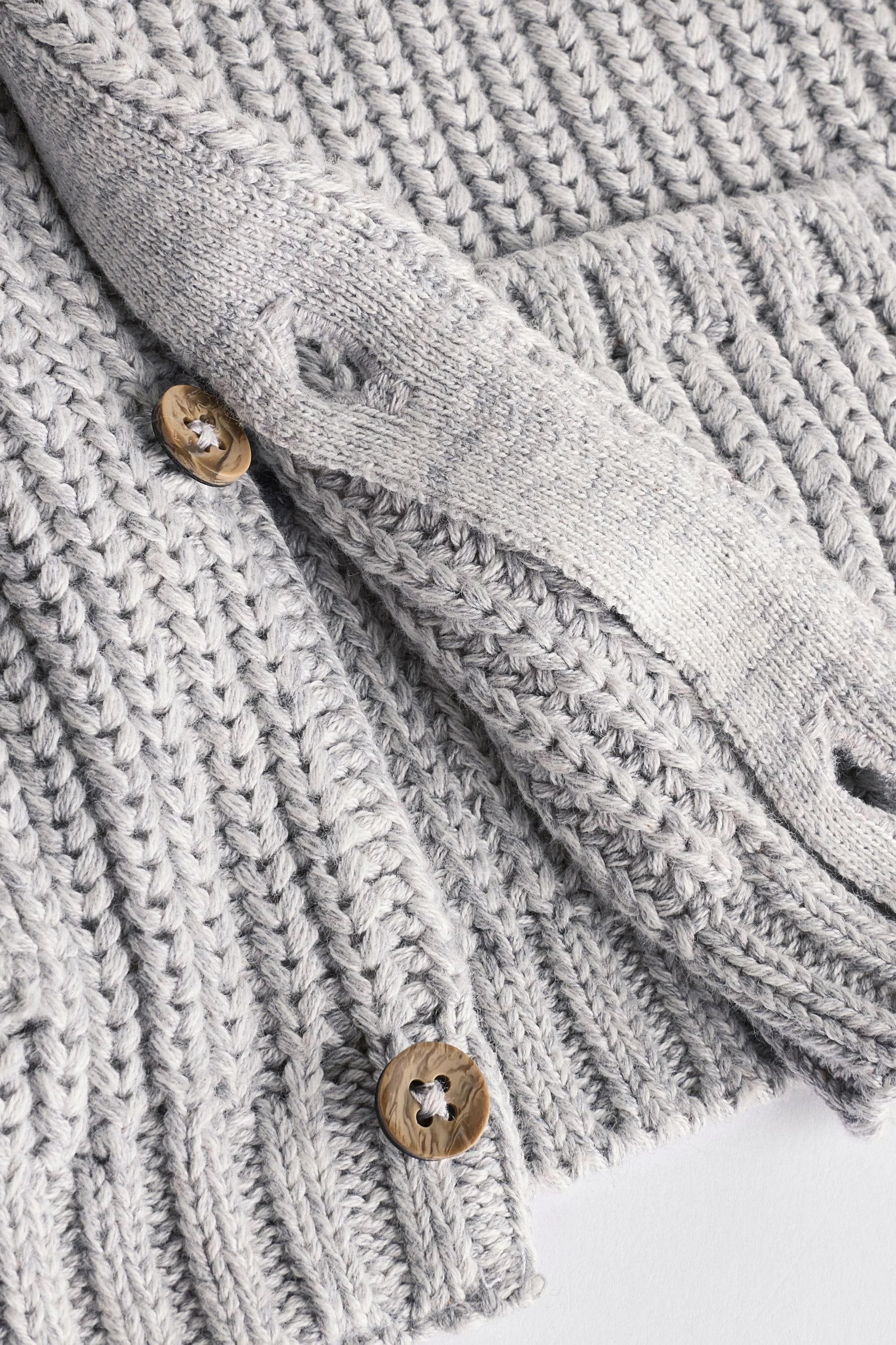 Grey Born In 2025 Baby Knitted 100 Cotton Cardigan