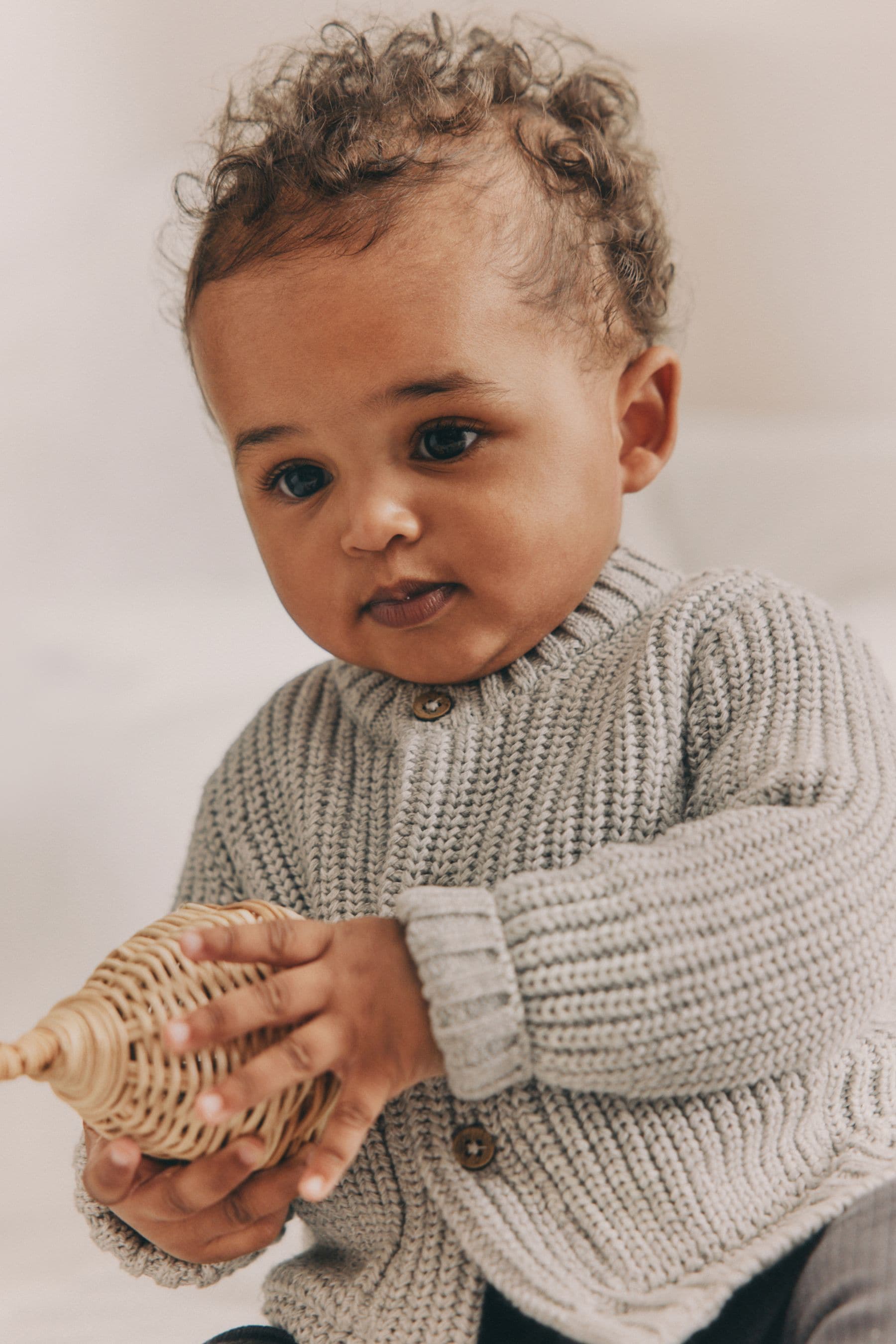 Grey Born In 2025 Baby Knitted Cardigan