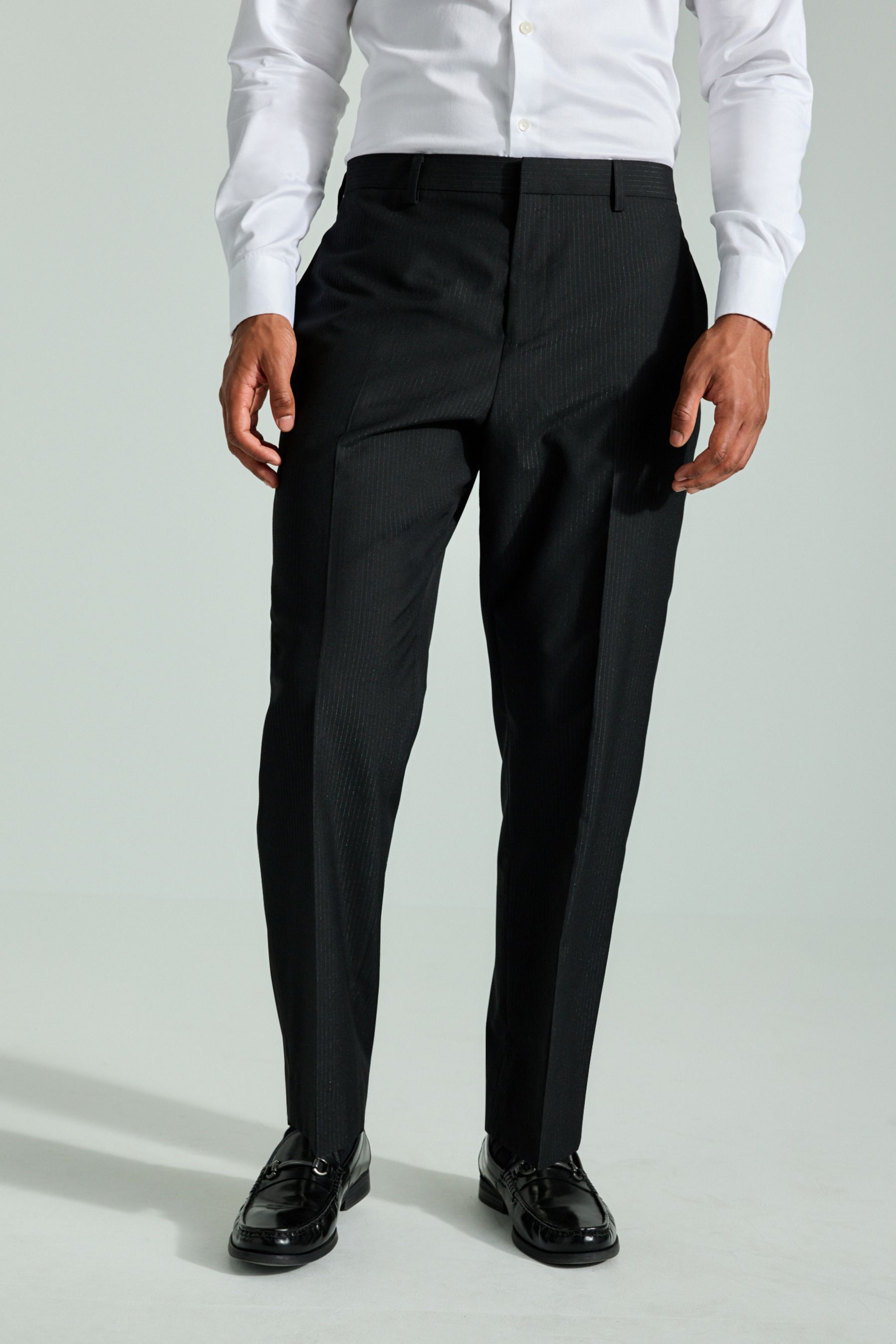 Buy Black Straight Fit Glitter Stripe Tuxedo Suit Trousers from the Next UK online shop