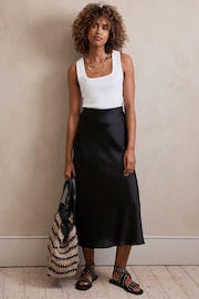 Mint Velvet Black Satin Maxi Slip Skirt - Image 2 of 7