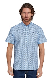 Raging Bull Blue Short Sleeve Ditsy Floral Print Shirt - Image 1 of 7
