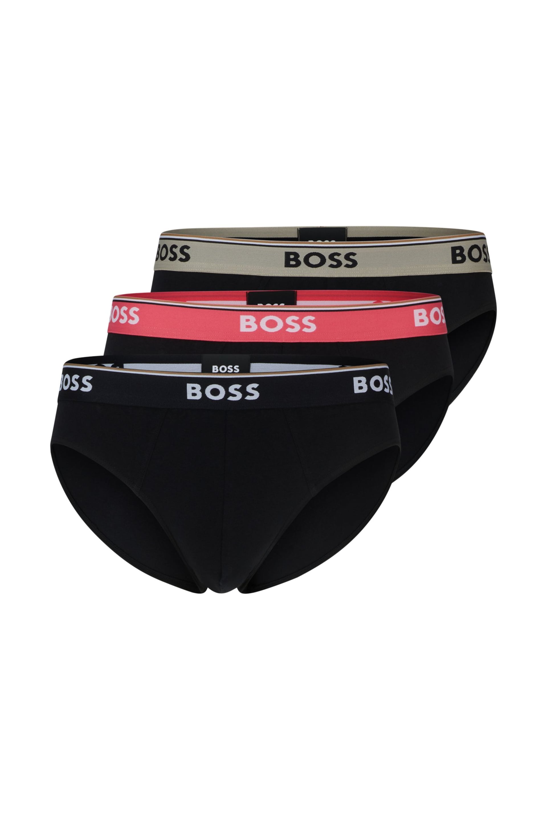 BOSS Black Stretch-Cotton Logo Waistband Boxer Briefs 3 Pack - Image 1 of 7