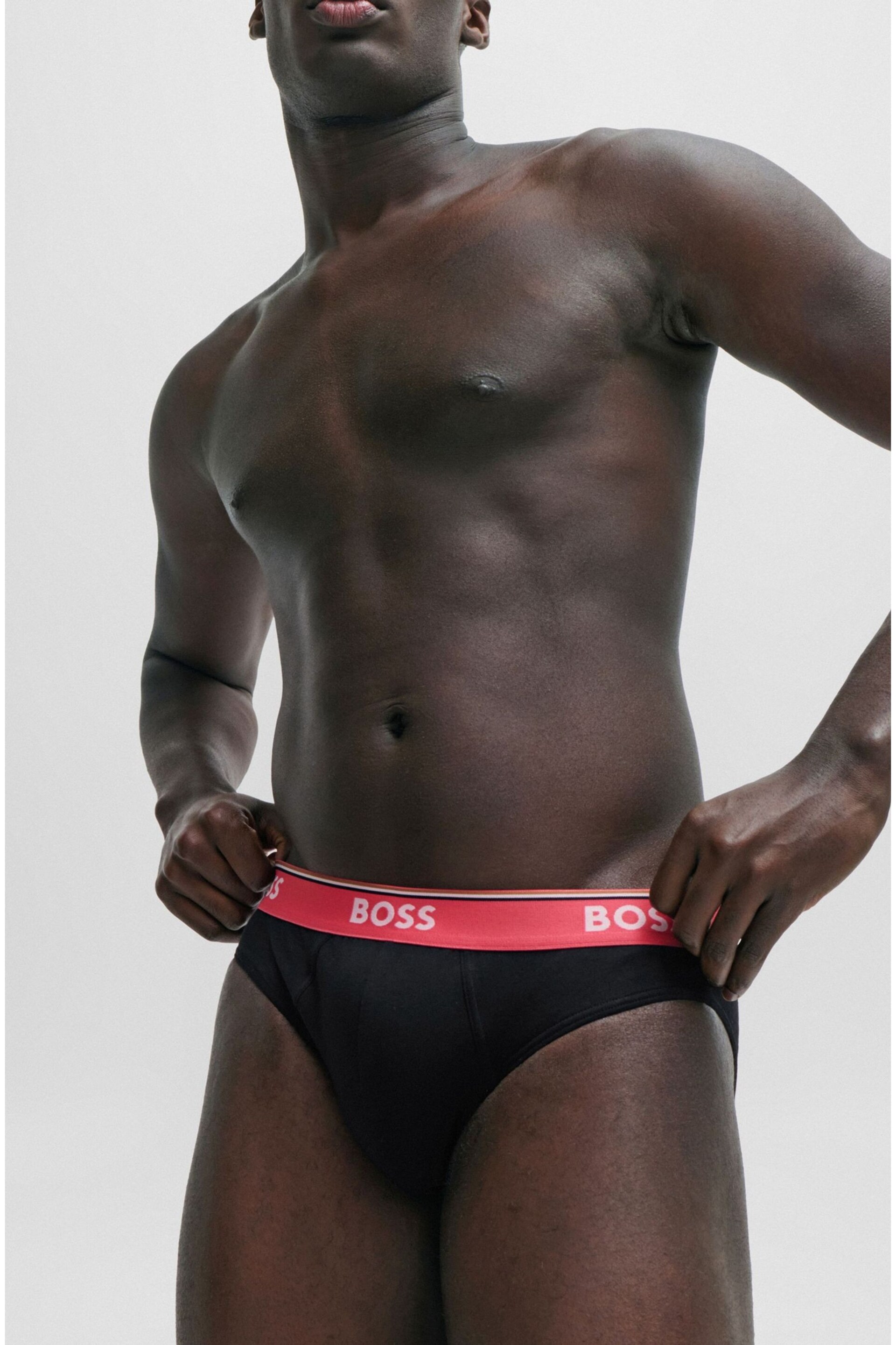 BOSS Black Stretch-Cotton Logo Waistband Boxer Briefs 3 Pack - Image 6 of 7