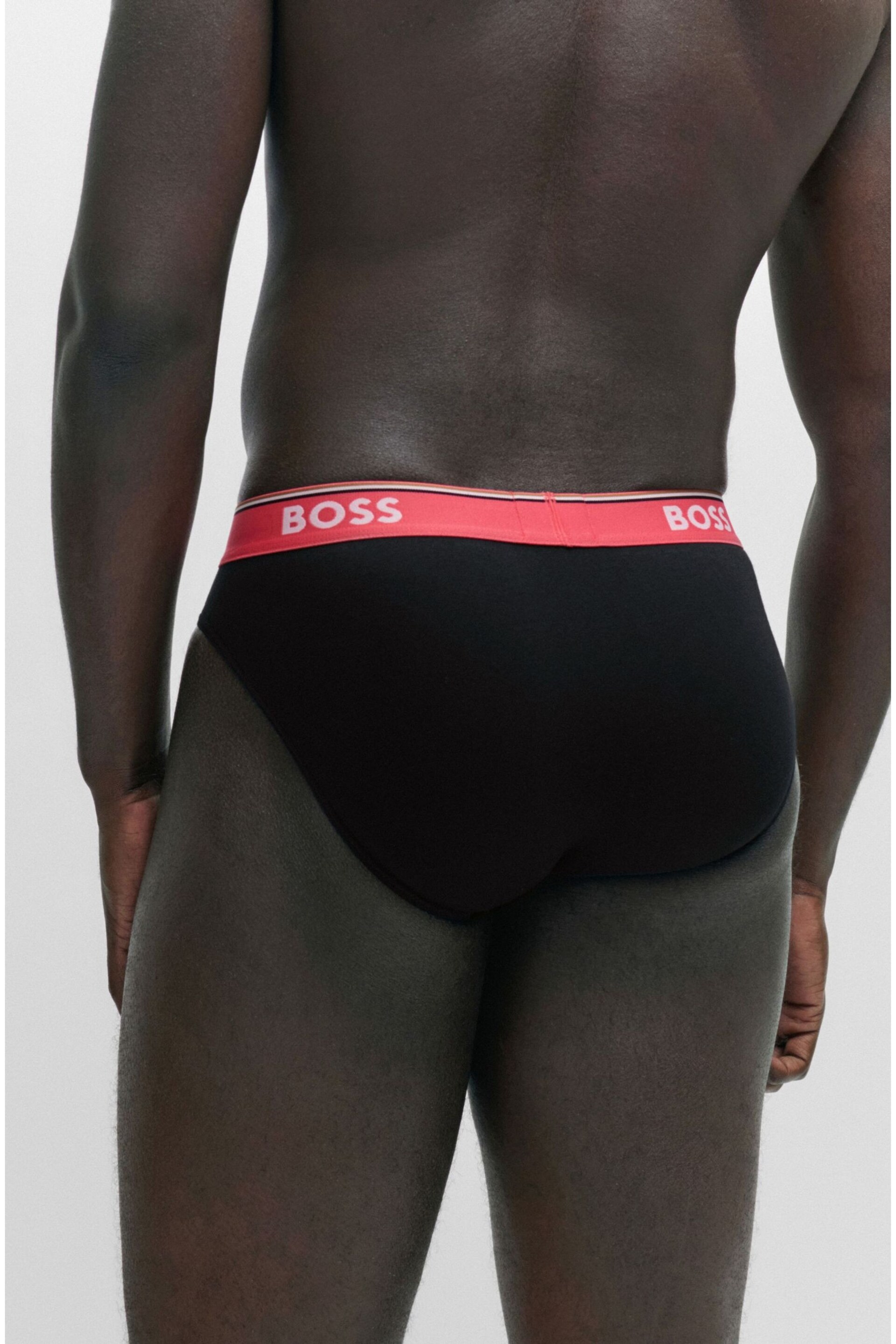 BOSS Black Stretch-Cotton Logo Waistband Boxer Briefs 3 Pack - Image 7 of 7