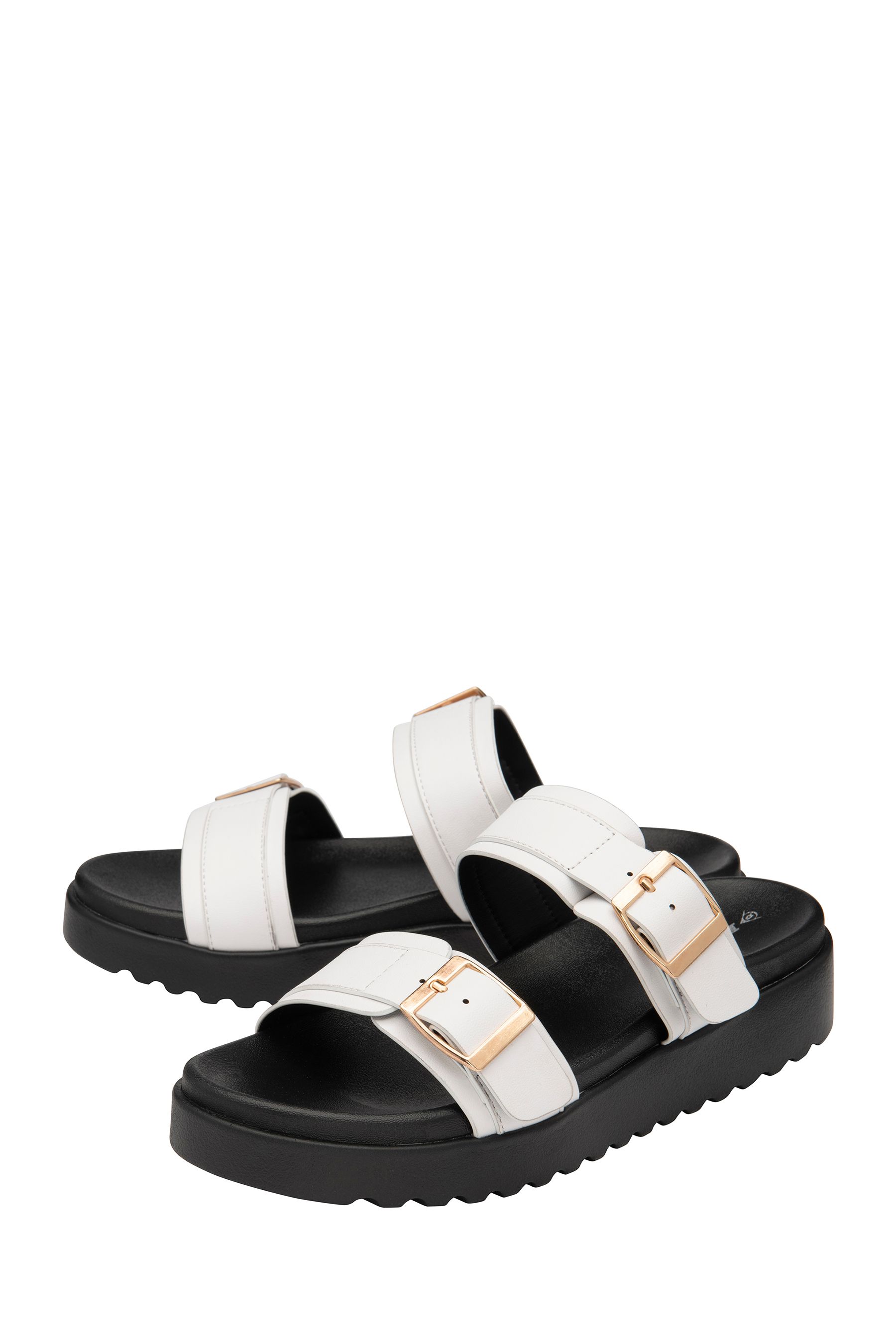 Dunlop White Open Toe Mules Sandals
