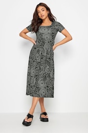 PixieGirl Petite Black Paisley Print Midi Smock Dress - Image 1 of 5