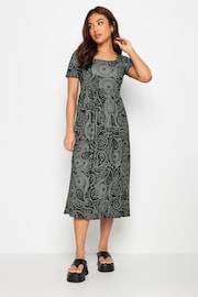 PixieGirl Petite Black Paisley Print Midi Smock Dress - Image 2 of 5