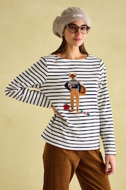 Joules Festive Harbour Multi/White Boat Neck Breton Top - Image 1 of 8