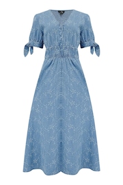 Pour Moi Light Blue Amanda Fuller Bust Cotton Broderie Tiered Midaxi Dress - Image 3 of 4