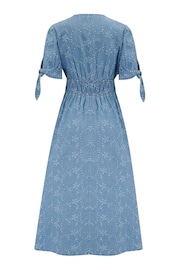 Pour Moi Light Blue Amanda Fuller Bust Chambray Broderie Tiered Midaxi Dress - Image 4 of 4